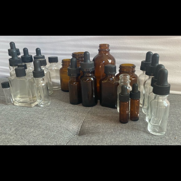 45+ Glass Apothecary bottles Amber Green Blue Clear Dropper Vials Small Vintage - Picture 2 of 8